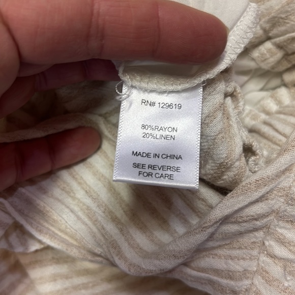 Allie Rose Medium Shorts Romper Tan & White Pinstripe - Picture 4 of 4